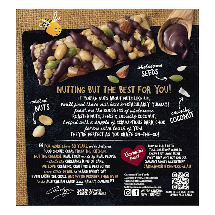 Carman's Dark Choc Macadamia Coconut Nut Bars