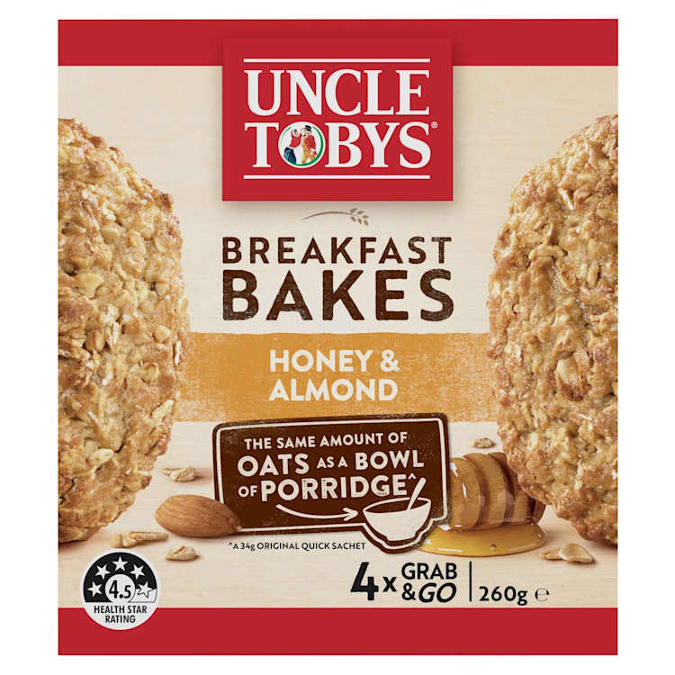 Uncle Tobys Oats Breakfast Bakes Honey & Roasted Almond