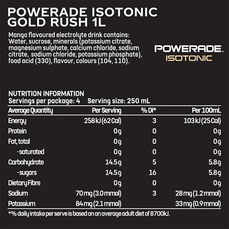 Powerade Isotonic Gold Rush Sports Drink Sipper Cap