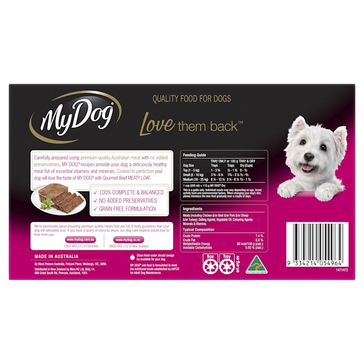 My Dog Wet Dog Food Gourmet Beef Meaty Loaf