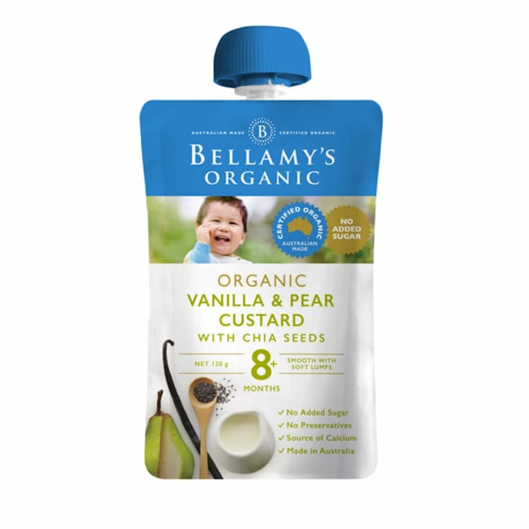 Bellamy's Organic Vanilla & Pear Custard With Chia Seed