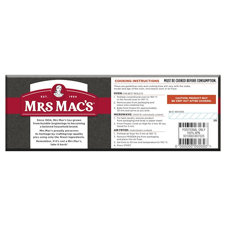 Mrs Mac's Chilli Beef & Cheese Pies