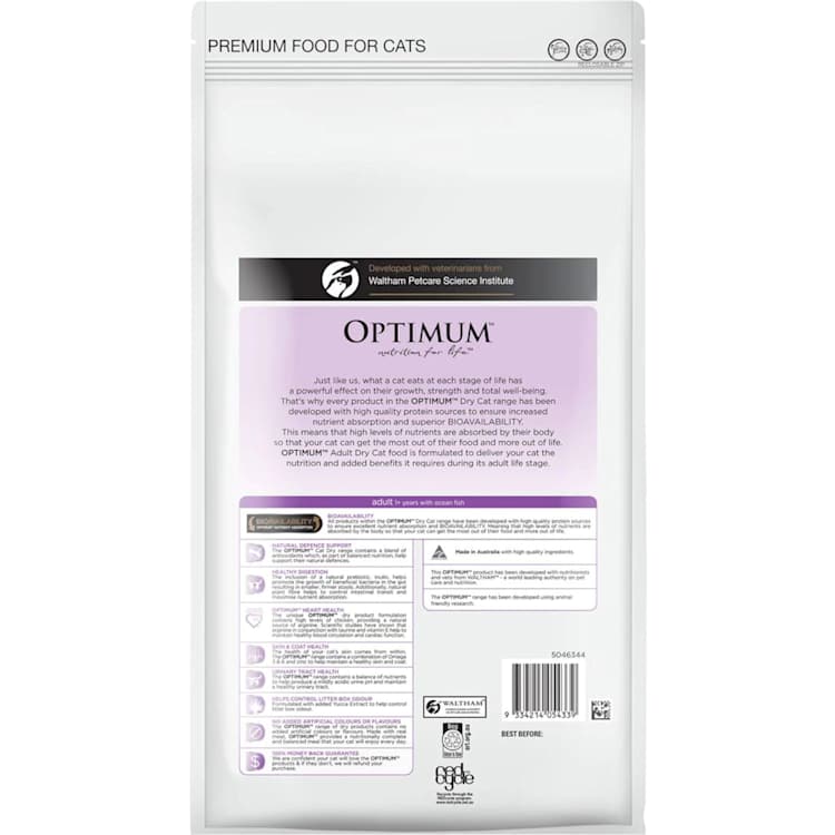 Optimum Dry Cat Food With Ocean Fish Bag