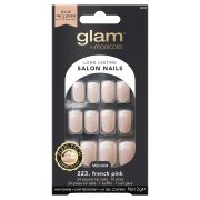 GLAM MEDIUM SQUARE FRENCH PINK 24PC PRESS ON NAILS 2GM