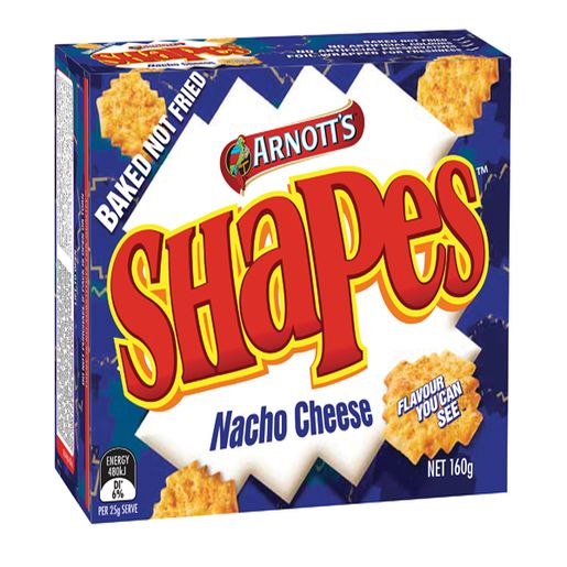 ARNOTTS SHAPES SNACKS NACHO CHEESE 160GM