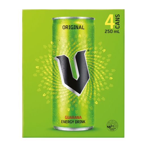 V ENERGY DRINK GREEN CAN 4 PACK 4X250ML