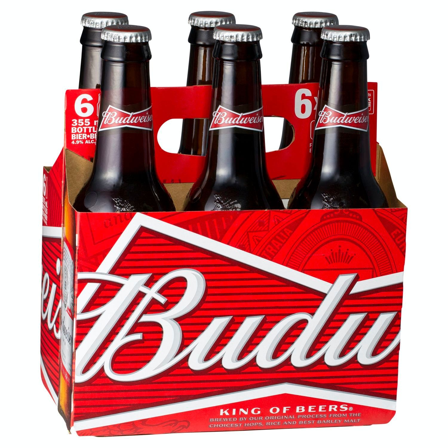 Budweiser Lager Bottle 355mL 6 Pack