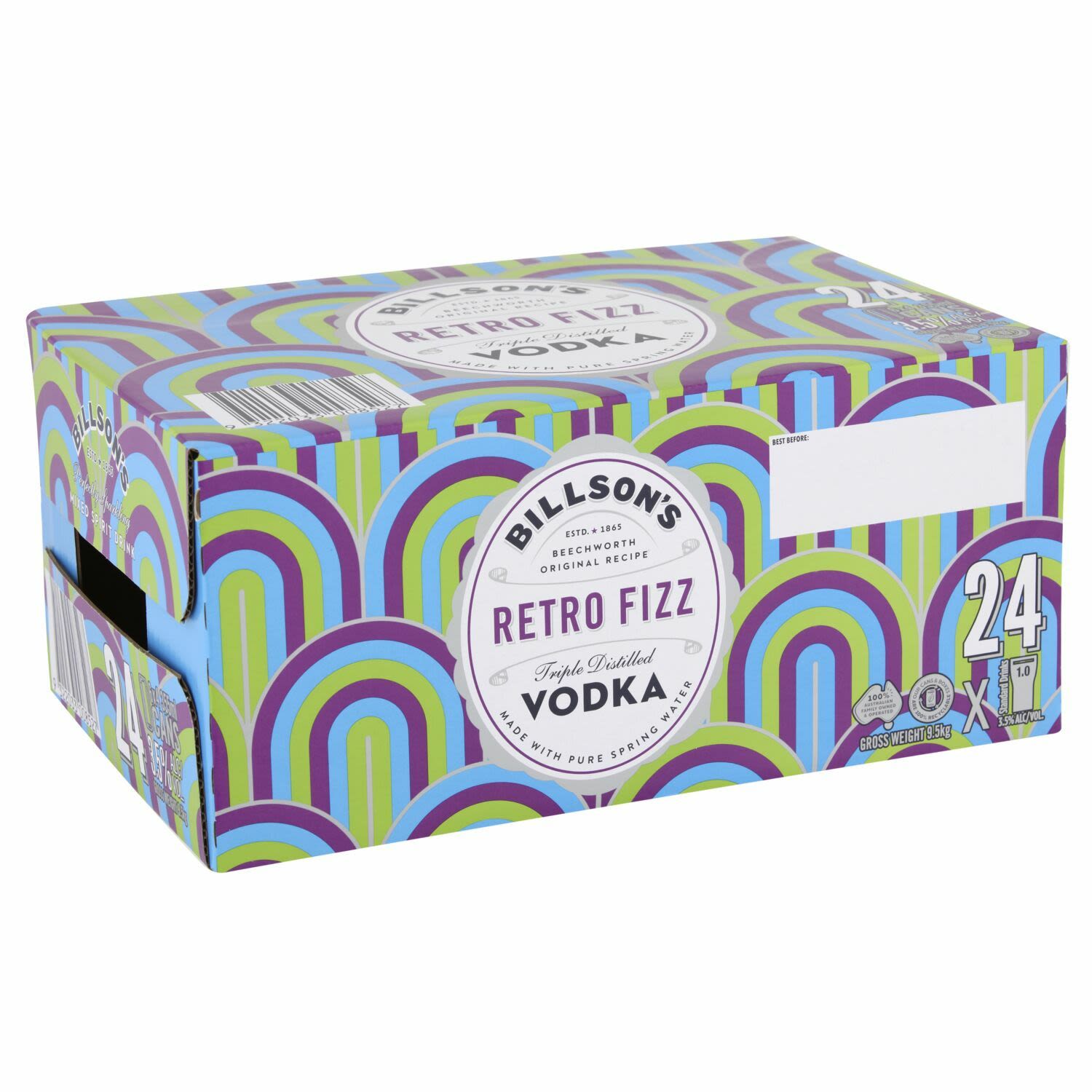 Billson's Vodka with Retro Fizz Can 355mL 24 Pack