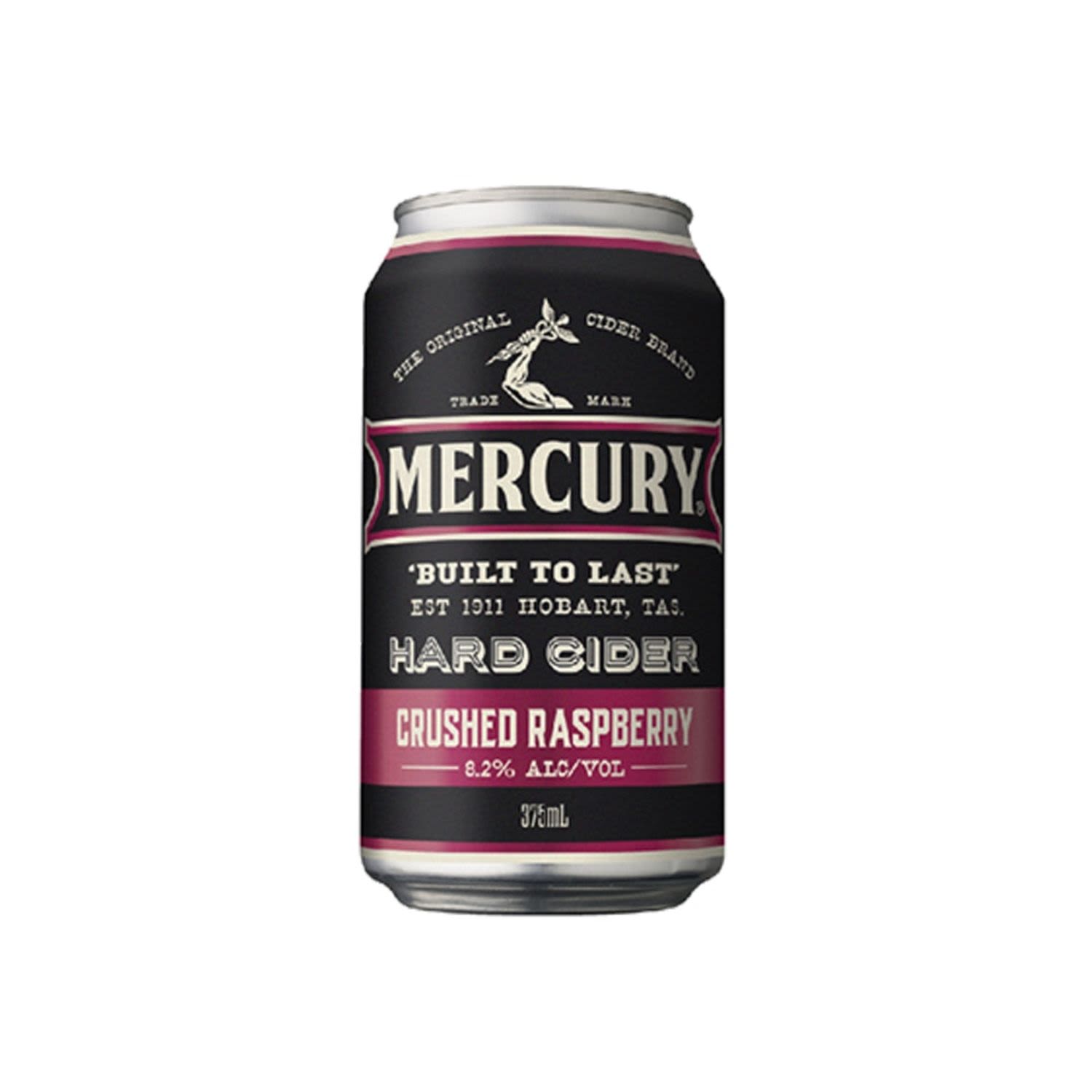 Mercury Hard Cider Crushed Raspberry 375mL Cans<br /> <br />Alcohol Volume: 8.20%<br /><br />Pack Format: Can<br /><br />Standard Drinks: 2.4</br /><br />Pack Type: Can<br /><br />Country of Origin: Australia<br />