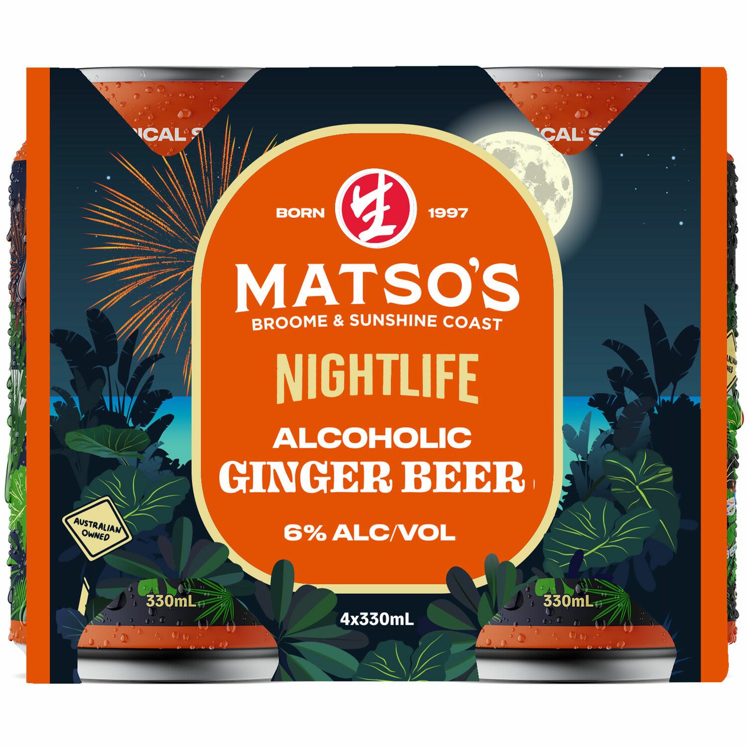 Matsos Nightlife Ginger Beer 330ml Can 4 Pack