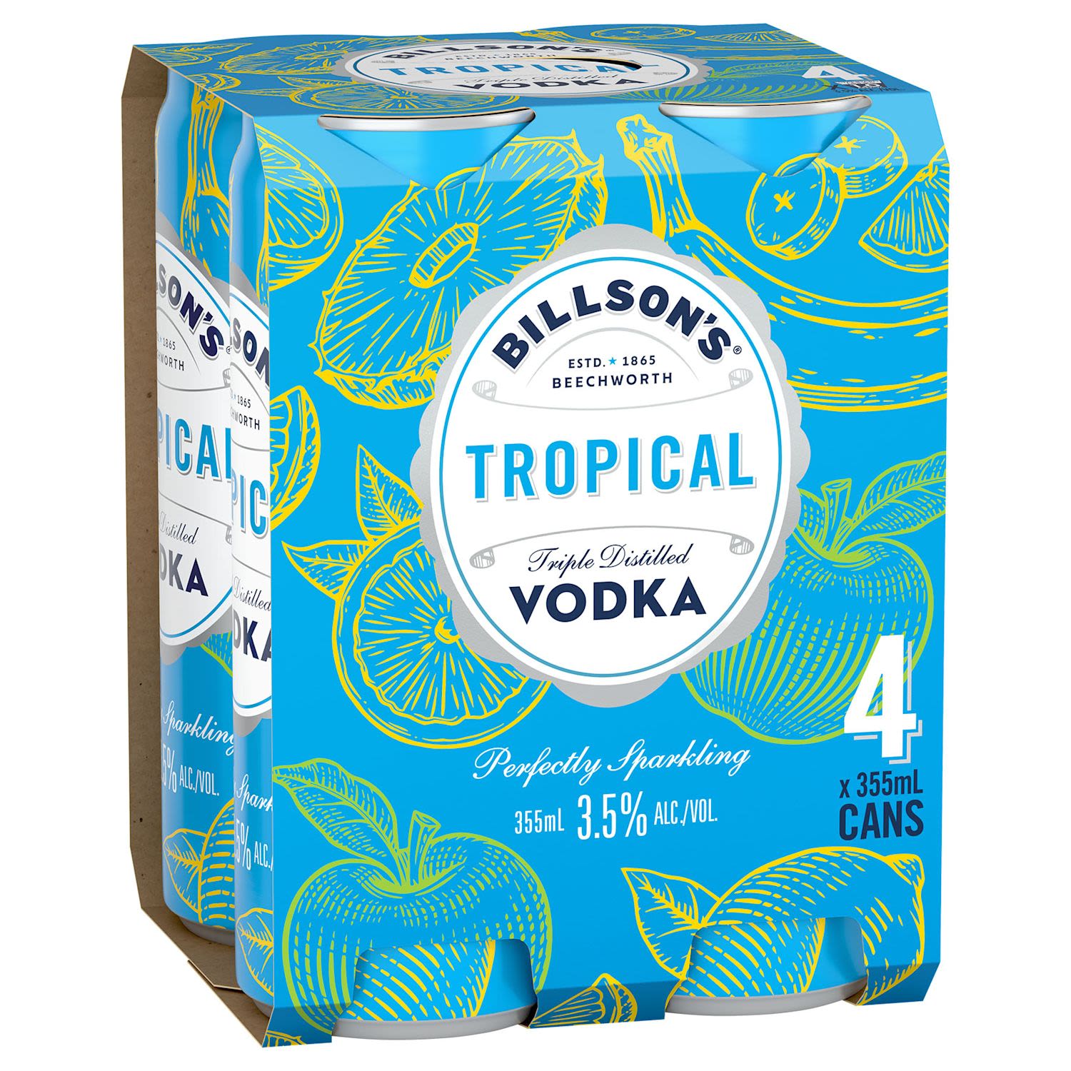 Billson's Vodka with Tropical Can 355ml 4 Pack