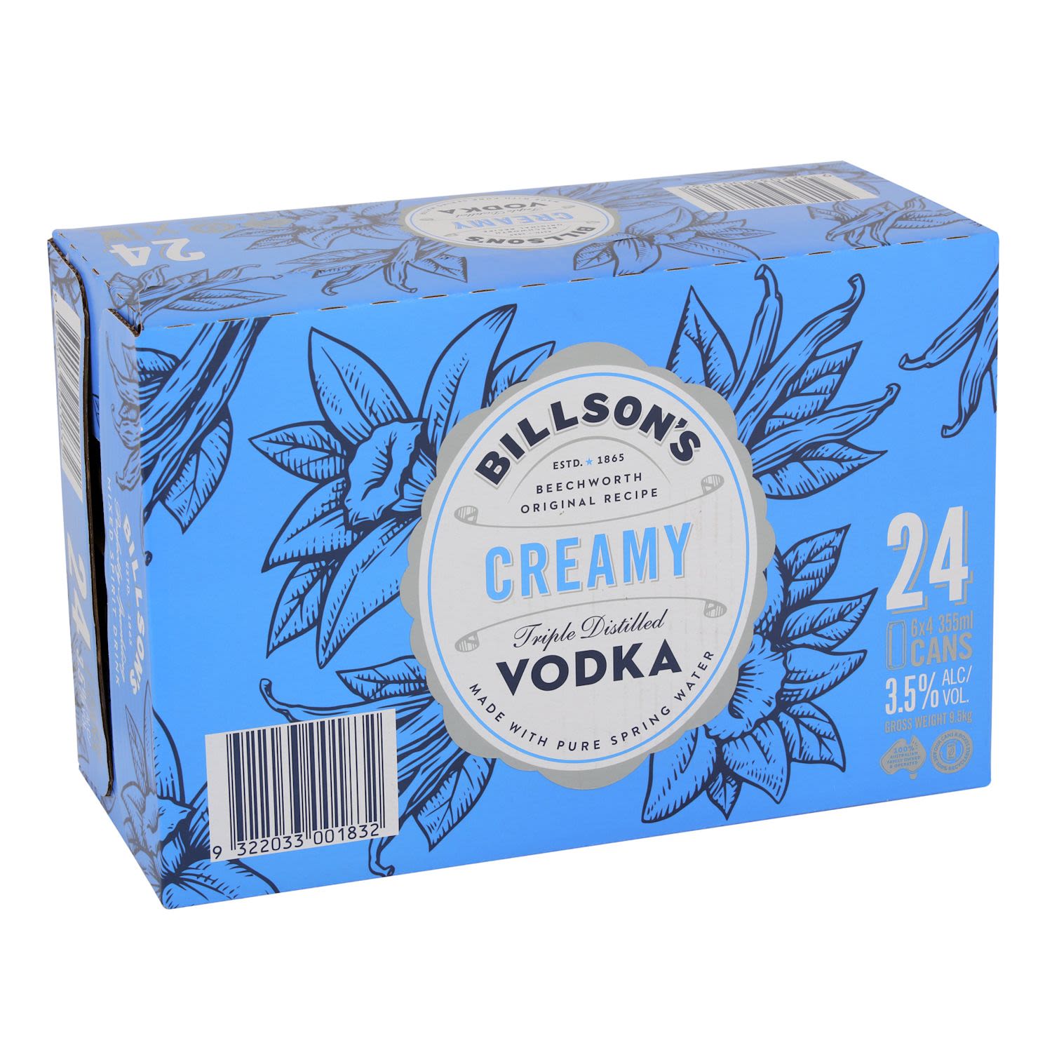 Billson's Vodka with Creamy Can 355ml 24 Pack