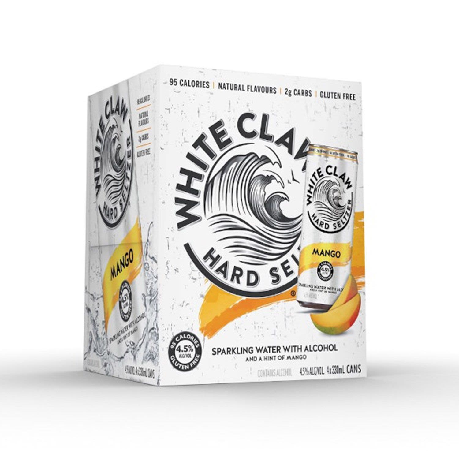 White Claw Hard Seltzer Mango Can 330mL 4 Pack