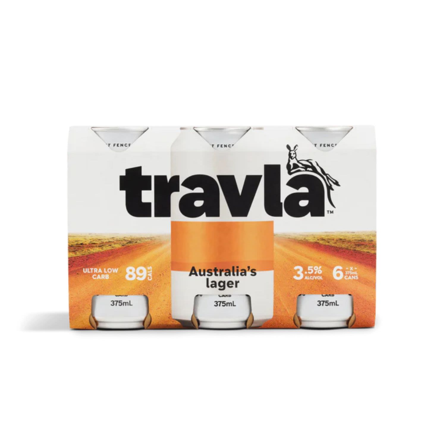 Travla Australian Lager Mid Strength Can 375mL 6 Pack