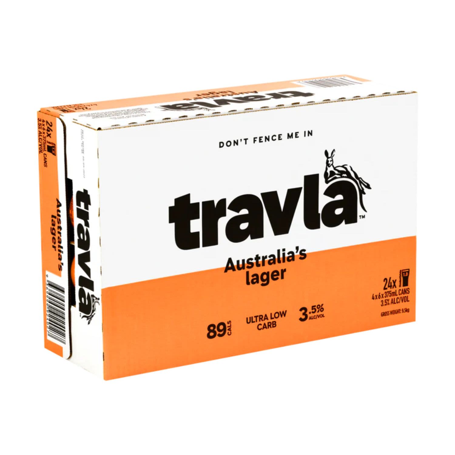 Travla Australian Lager Mid Strength Can 375mL 24 Pack