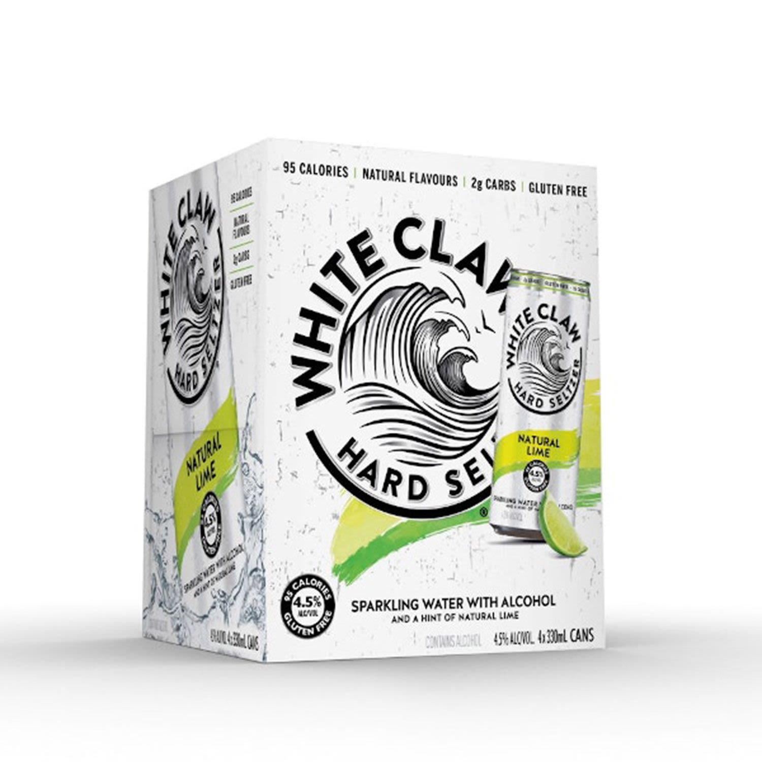 White Claw Hard Seltzer Natural Lime Can 330mL 4 Pack
