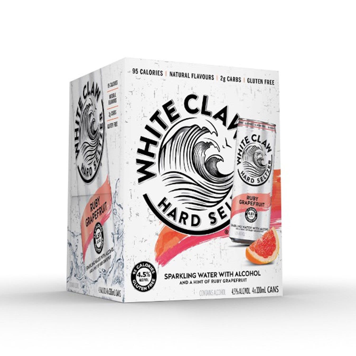White Claw Hard Seltzer Ruby Grapefruit Can 330mL 4 Pack