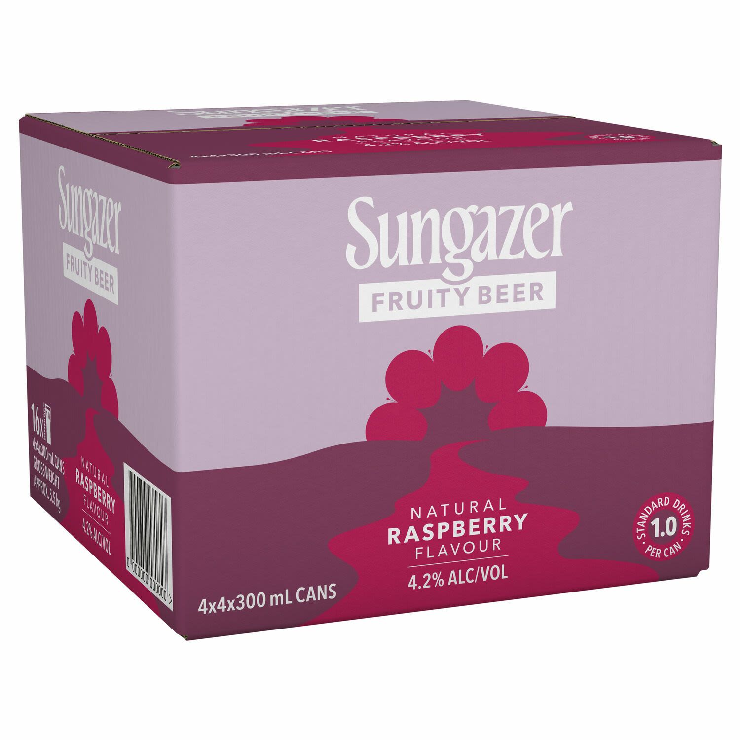 Sungazer Raspberry Fruity Beer Can 300mL 16 Pack