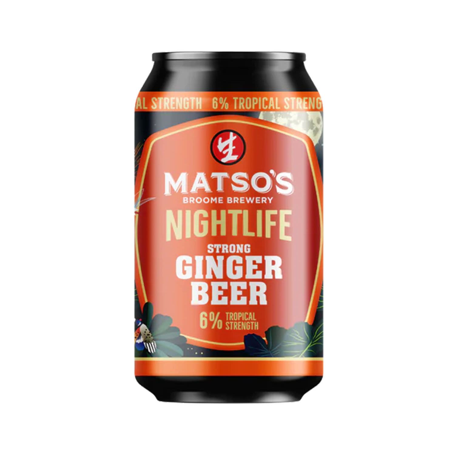 Matso's Nightlife Alcoholic 6% Ginger Beer Can 330mL 10 Pack