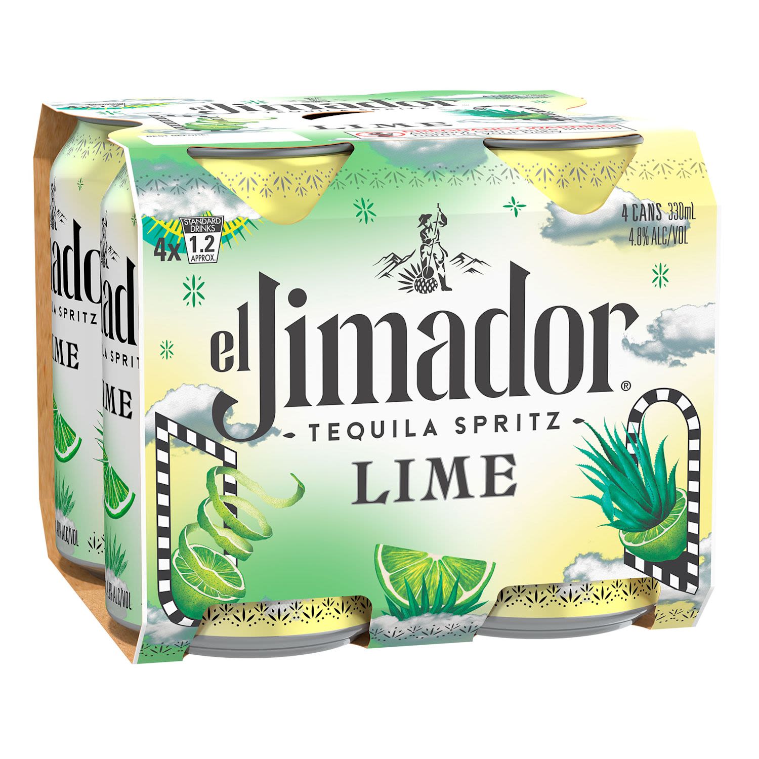 El Jimador Tequila Spritz Lime Margarita Can 330mL 4 Pack