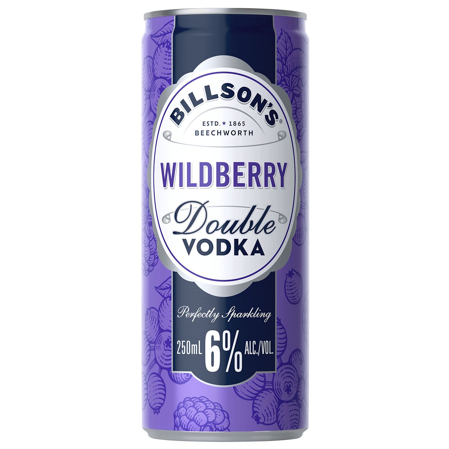 BILLSONS Double Vodka with Wildberry 250mL Can 24 Pack