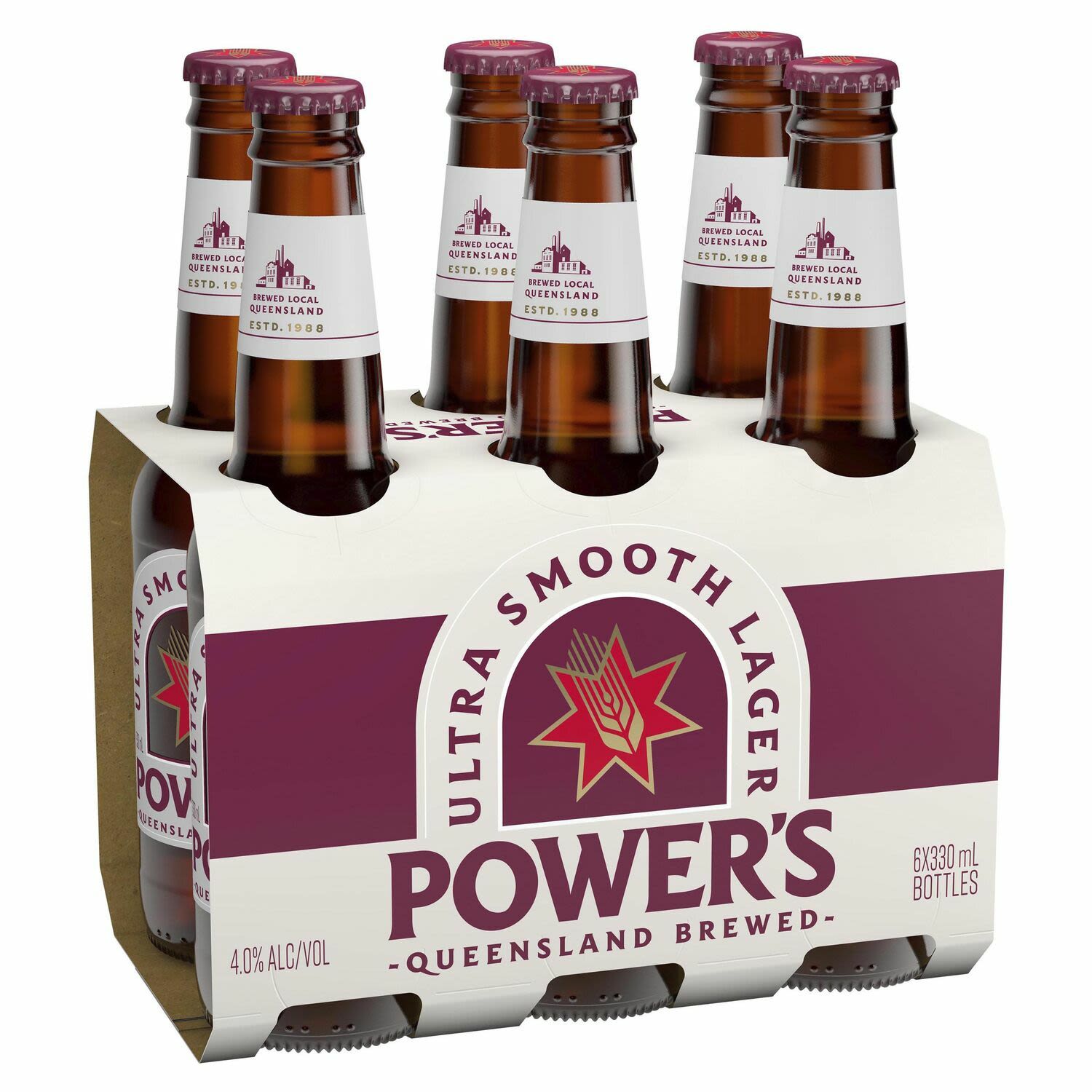 Powers Ultra Smooth Lager Bottle 330mL 6 Pack