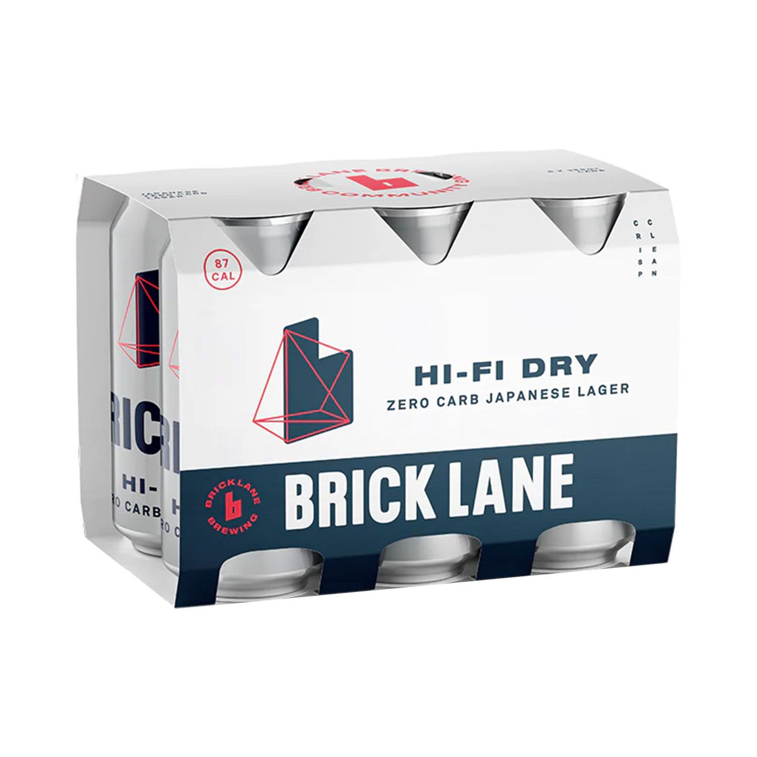 Brick Lane Hi-Fi Dry Japanese No-Carb Lager Can 355mL 6 Pack