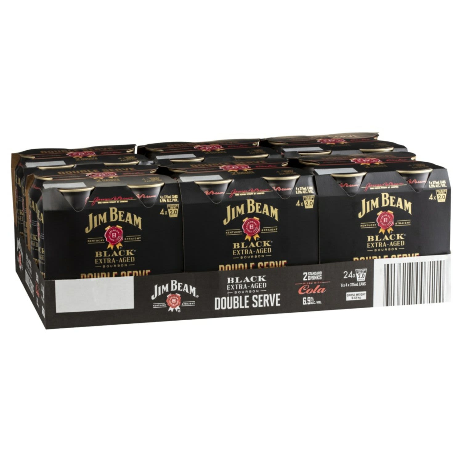 Jim Beam Black & Cola Double Serve Can 375mL 24 Pack