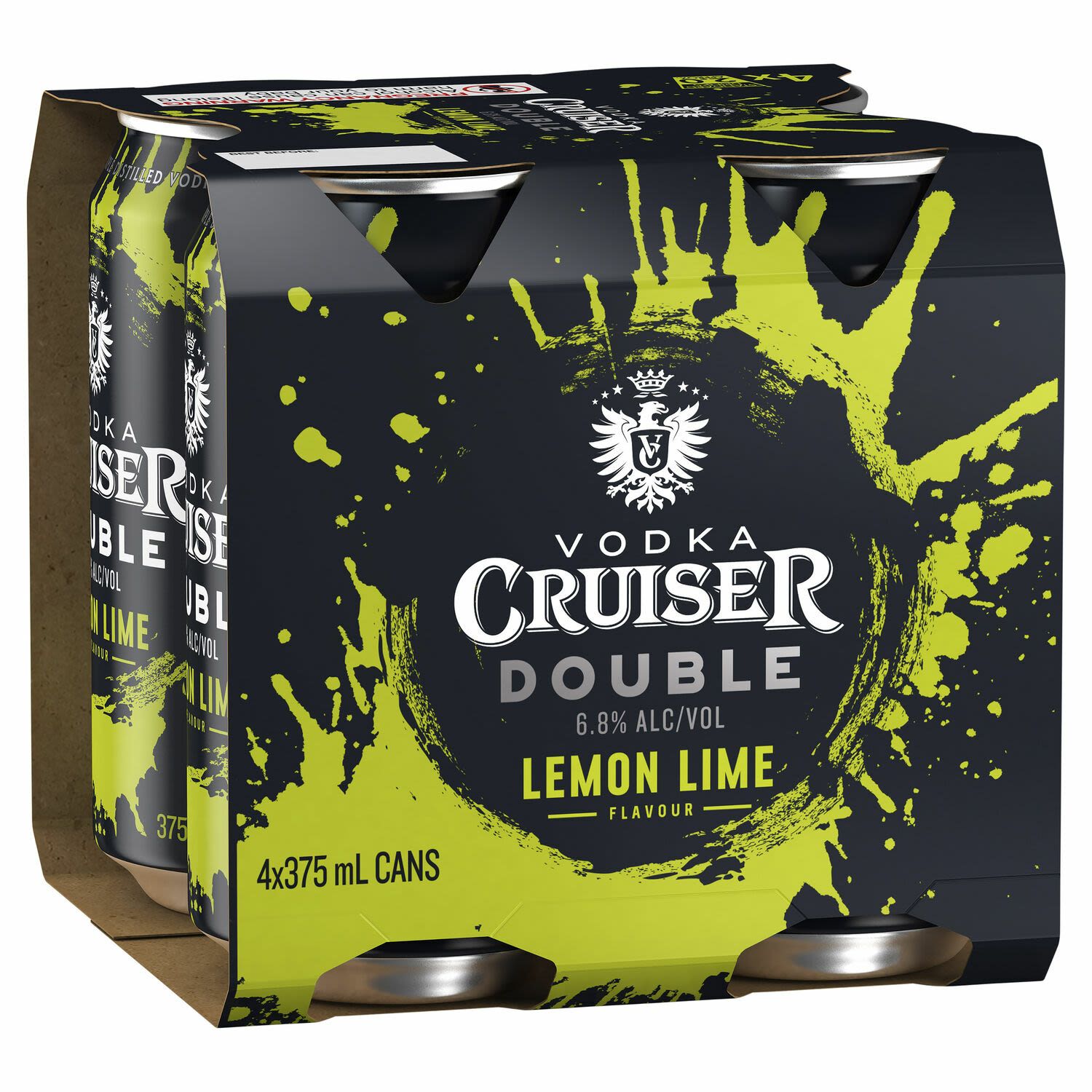 Vodka Cruiser Double Lemon Lime 6.8% Can 375mL 4 Pack