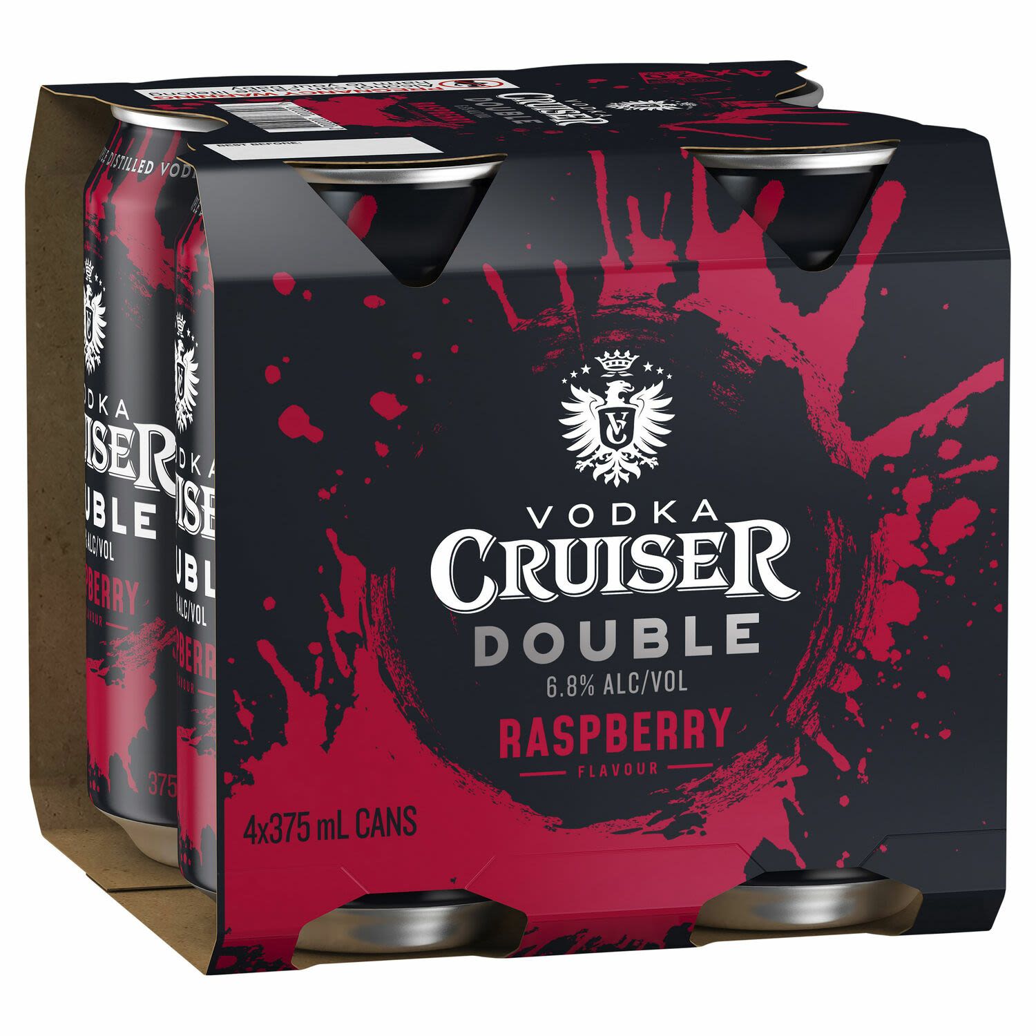 Vodka Cruiser Double Raspberry 6.8% Can 375mL 4 Pack