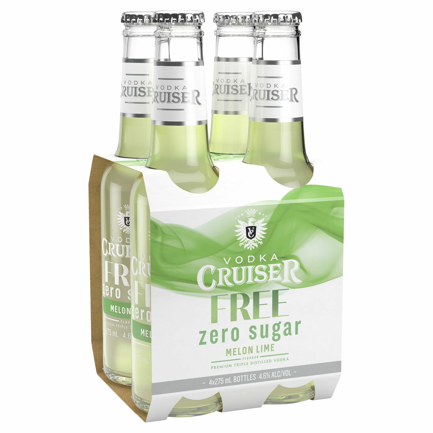 Vodka Cruiser Sugar Free Melon Lime Bottle 275mL 4 Pack