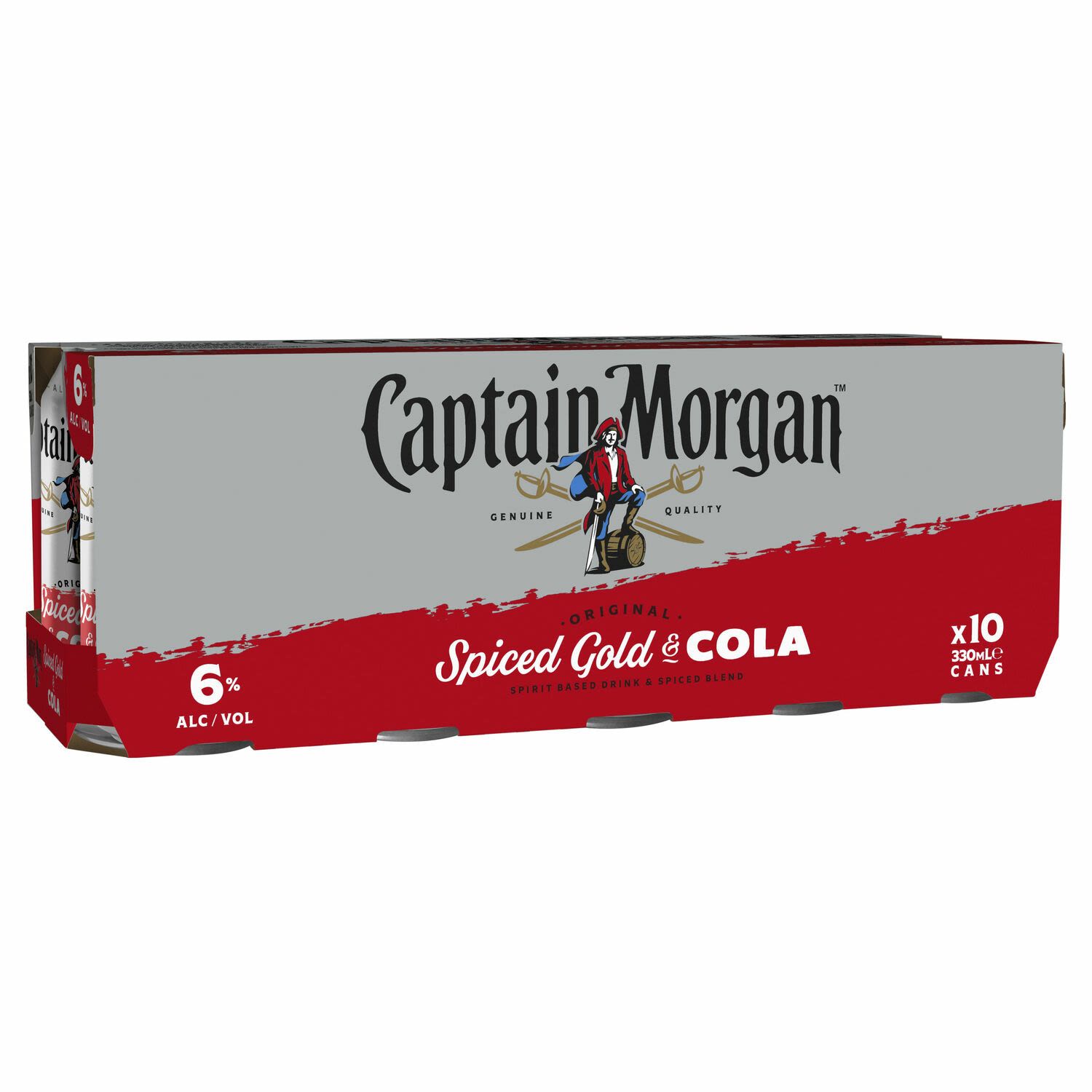 Captain Morgan & Cola 6% Can 330mL 10 Pack