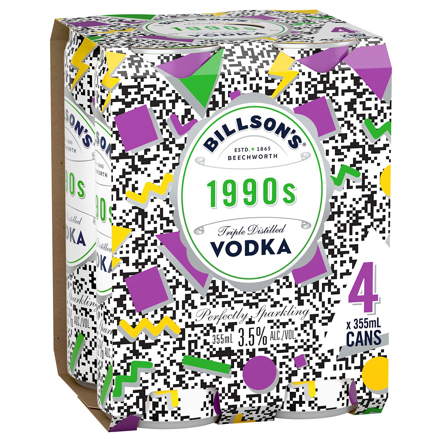 Billson's Vodka with 1990s Can 355ml 4 Pack