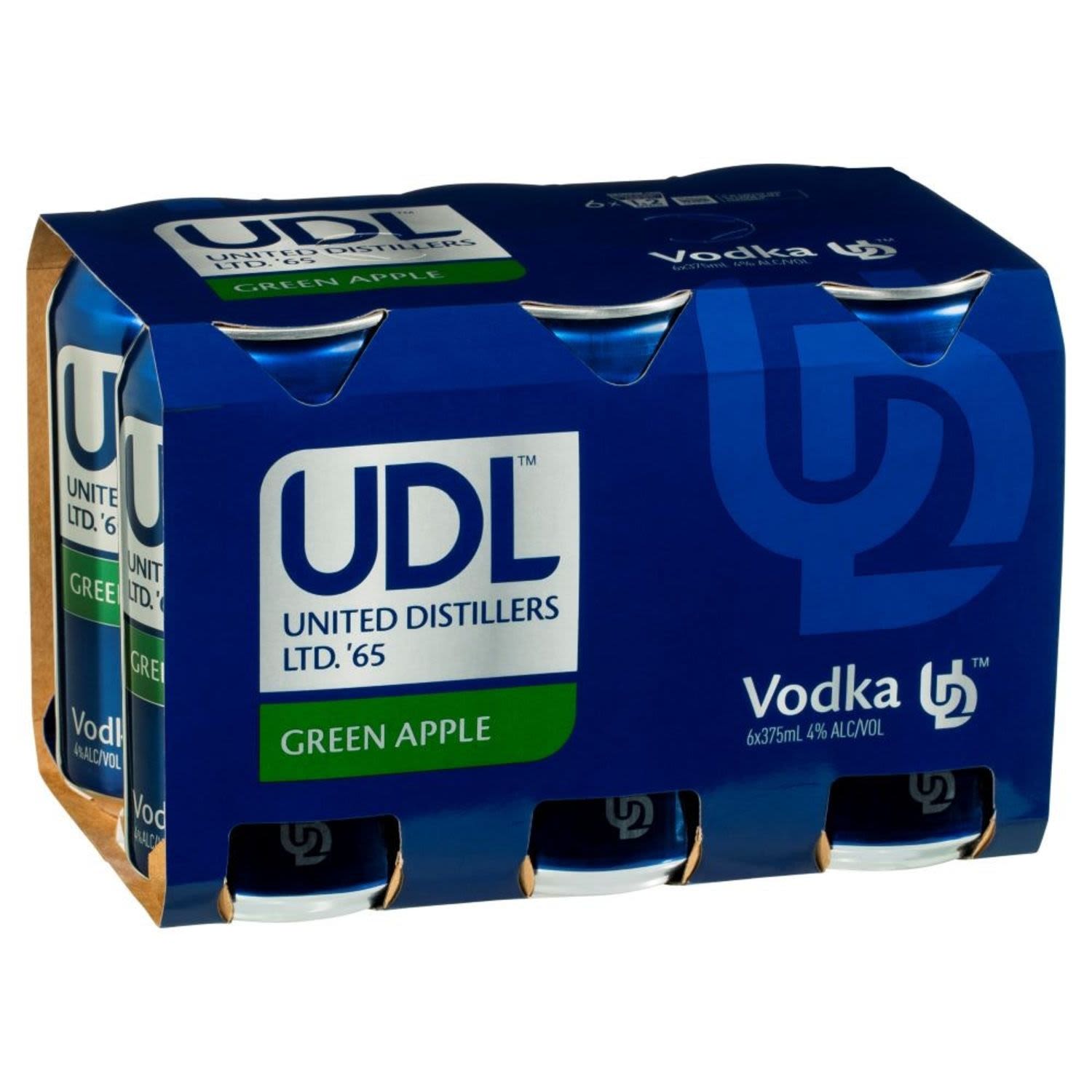 UDL Vodka & Green Apple Can 375mL 6 Pack