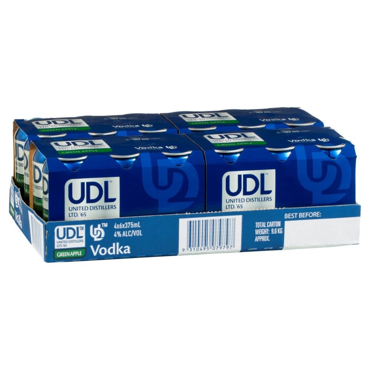 UDL Vodka & Green Apple Can 375mL 24 Pack