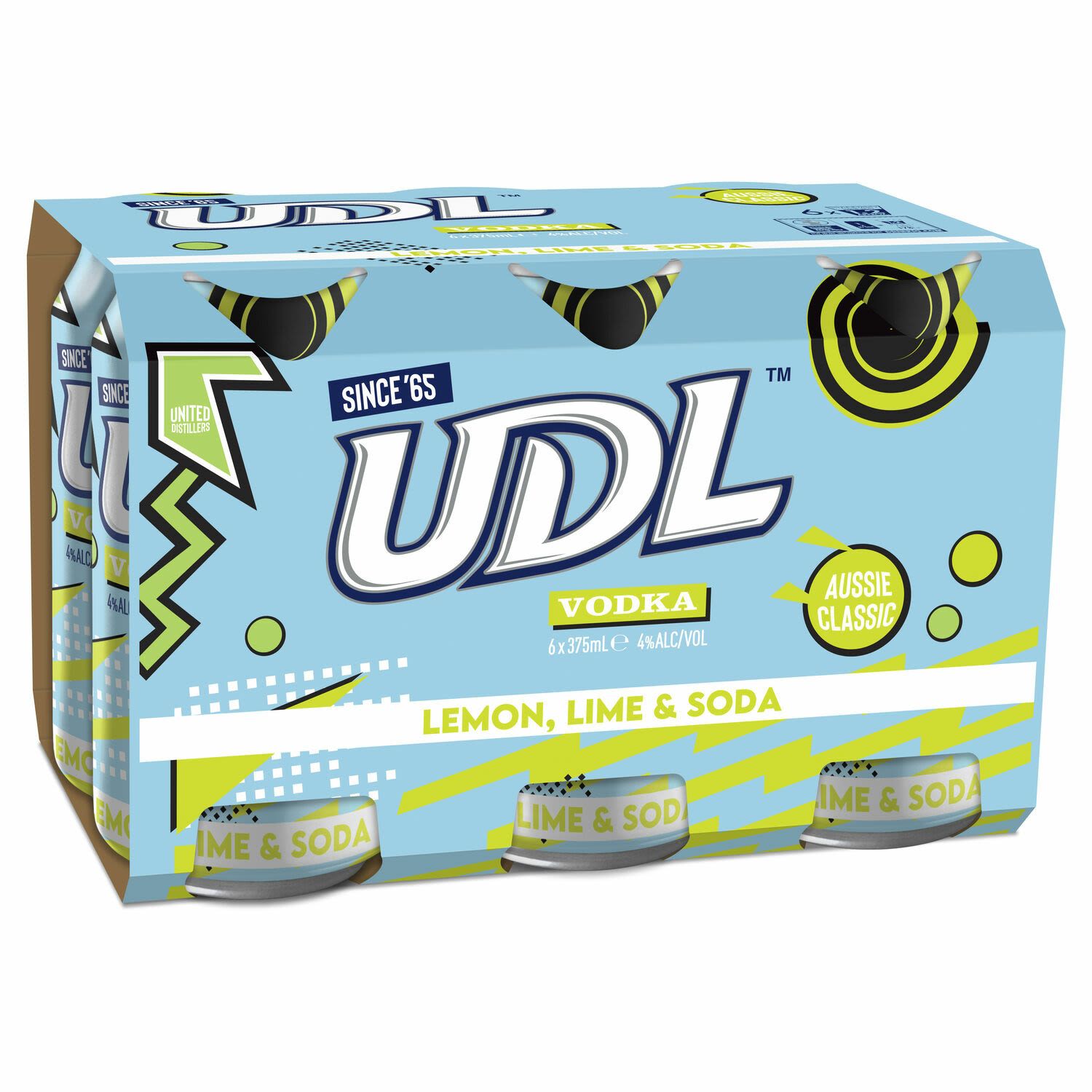 UDL Vodka Lemon Lime & Soda Can 375mL 6 Pack