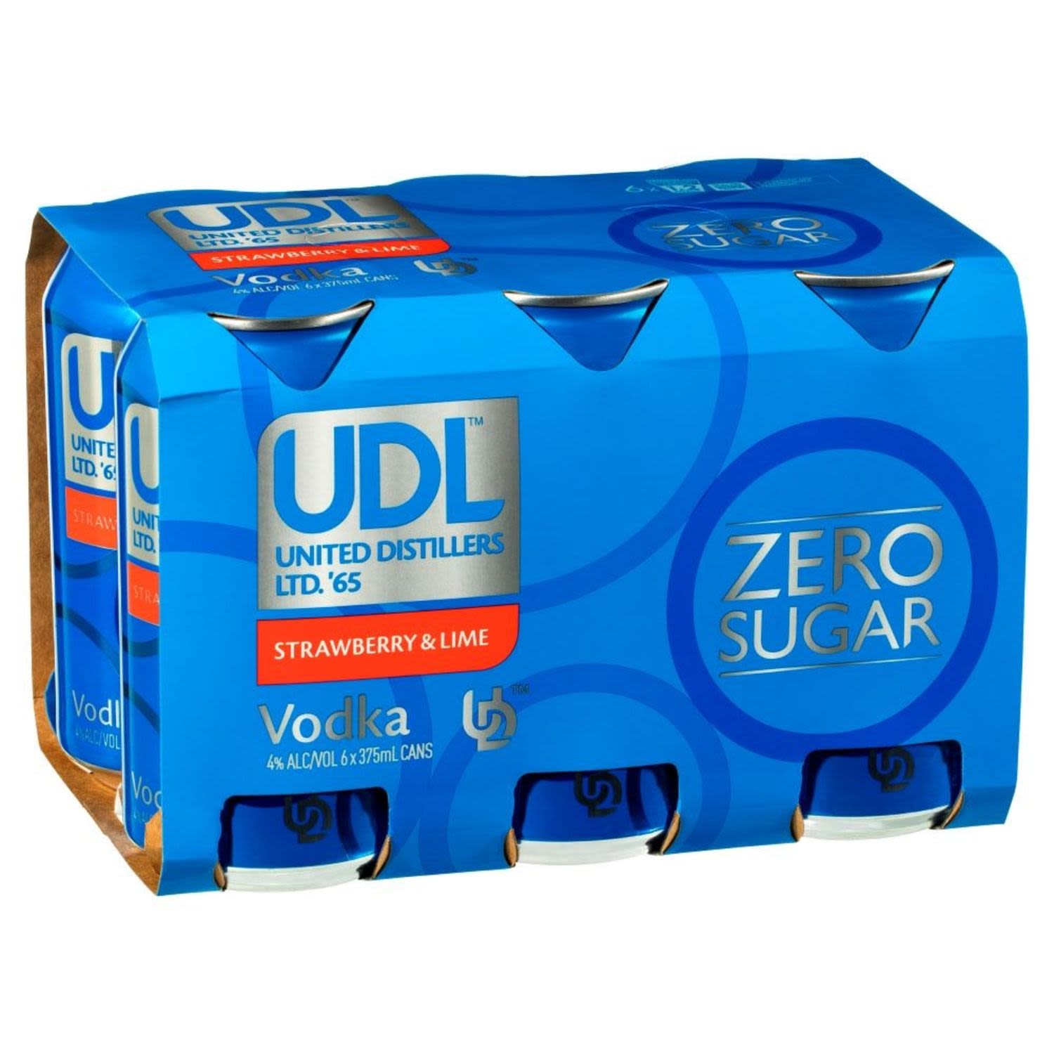 UDL Zero Sugar Vodka Strawberry & Lime Can 375mL 6 Pack