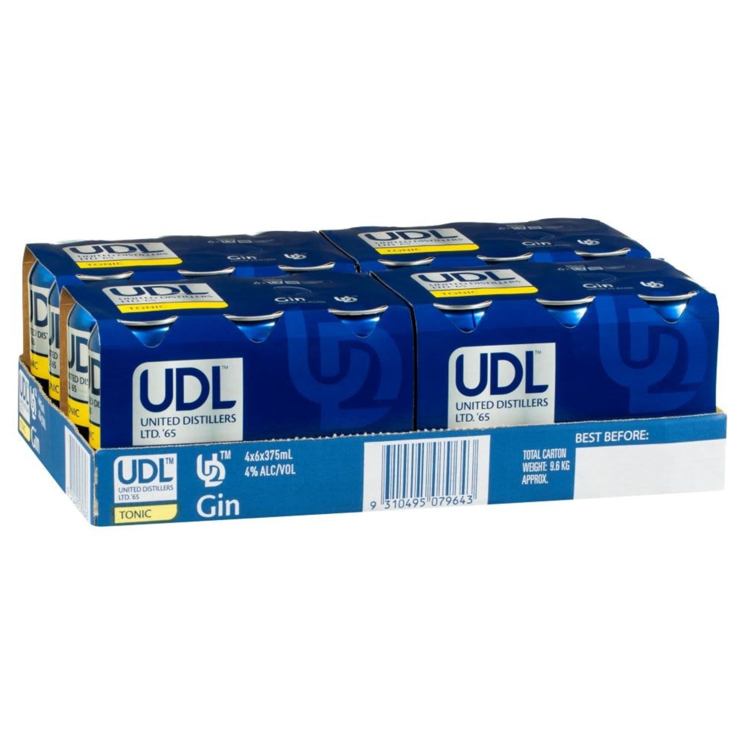 UDL Gin and Tonic Cans 375mL<br /> <br />Alcohol Volume: 4.00%<br /><br />Pack Format: 24 Pack<br /><br />Standard Drinks: 1.2</br /><br />Pack Type: Can<br />