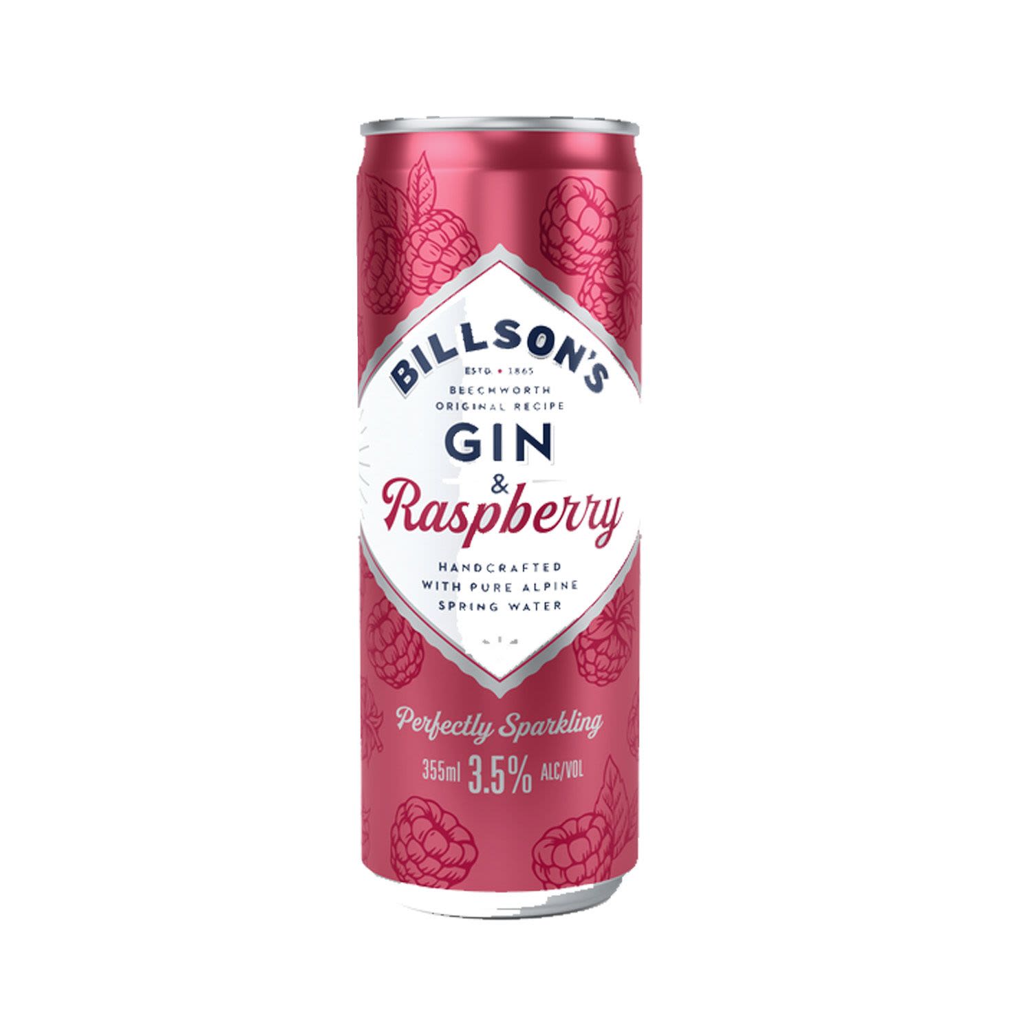 Billson's Gin & Raspberry Can 355mL 24 Pack