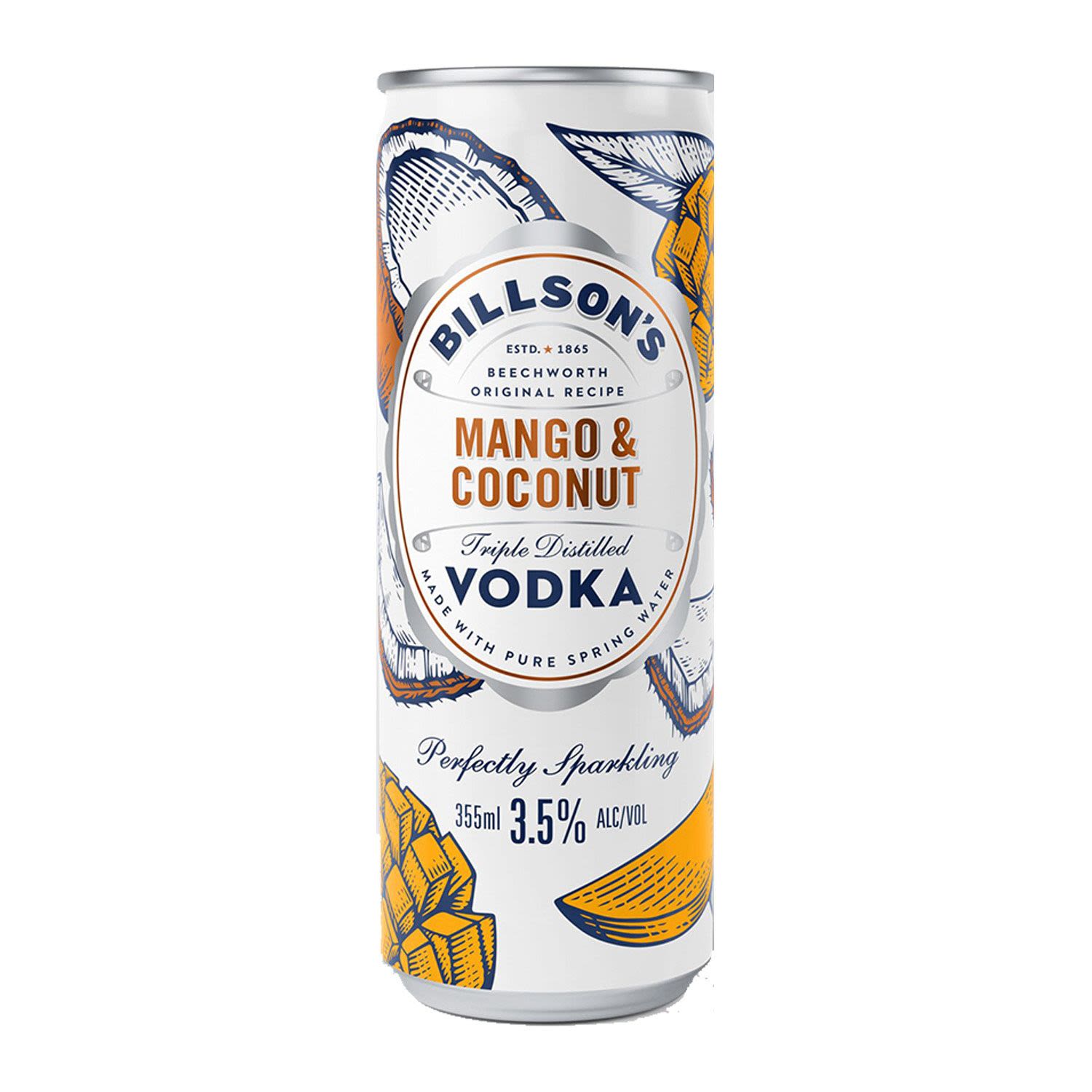 Billson's Vodka Mango Coconut Can 355mL 4 Pack