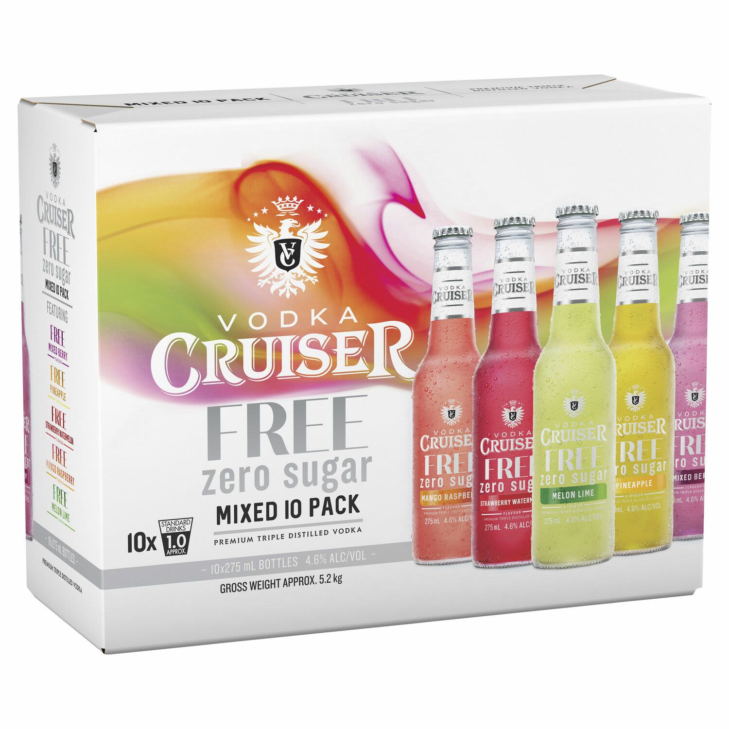 Cruiser Sugar Free Mixed Pack Bottle 275mL 10 Pack