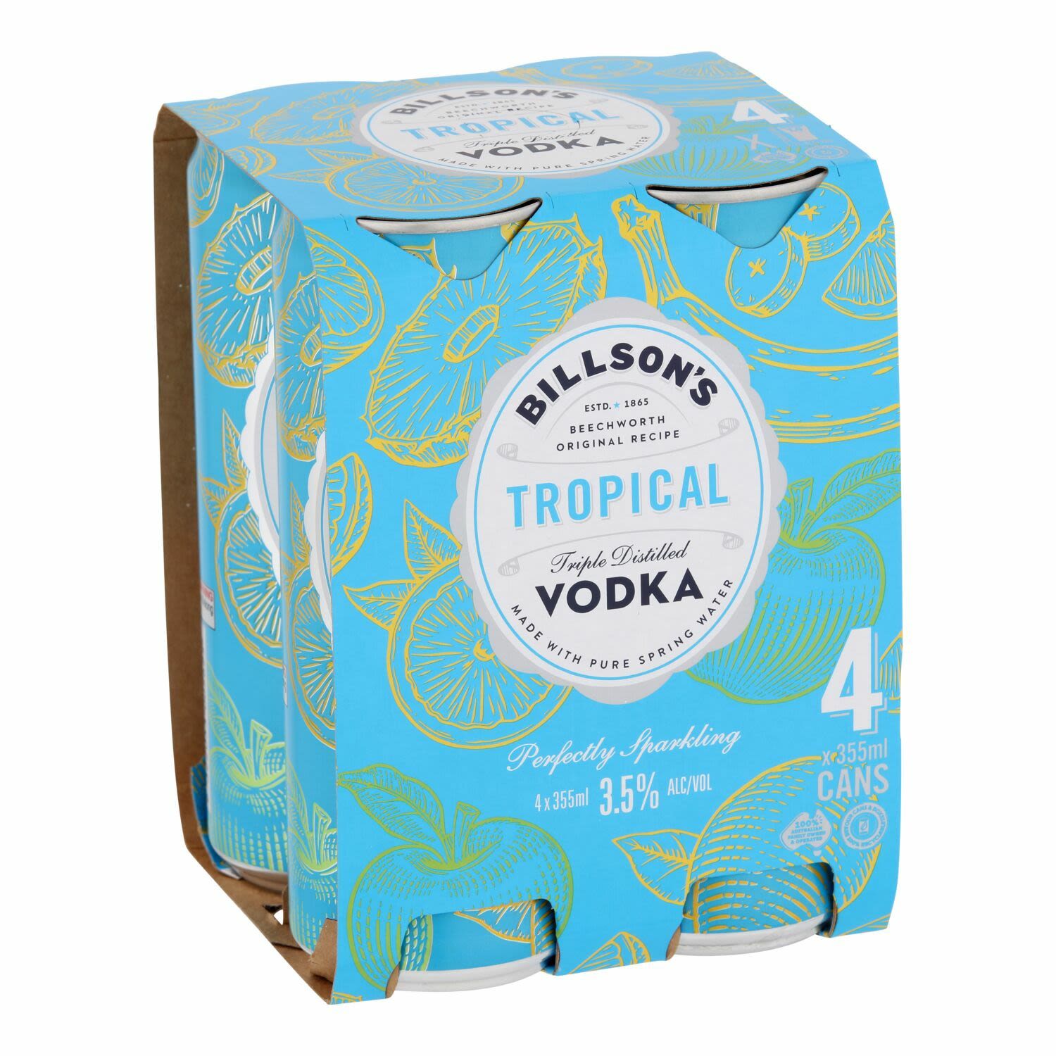 Billson's Vodka Tropical Punch Can 355mL 4 Pack