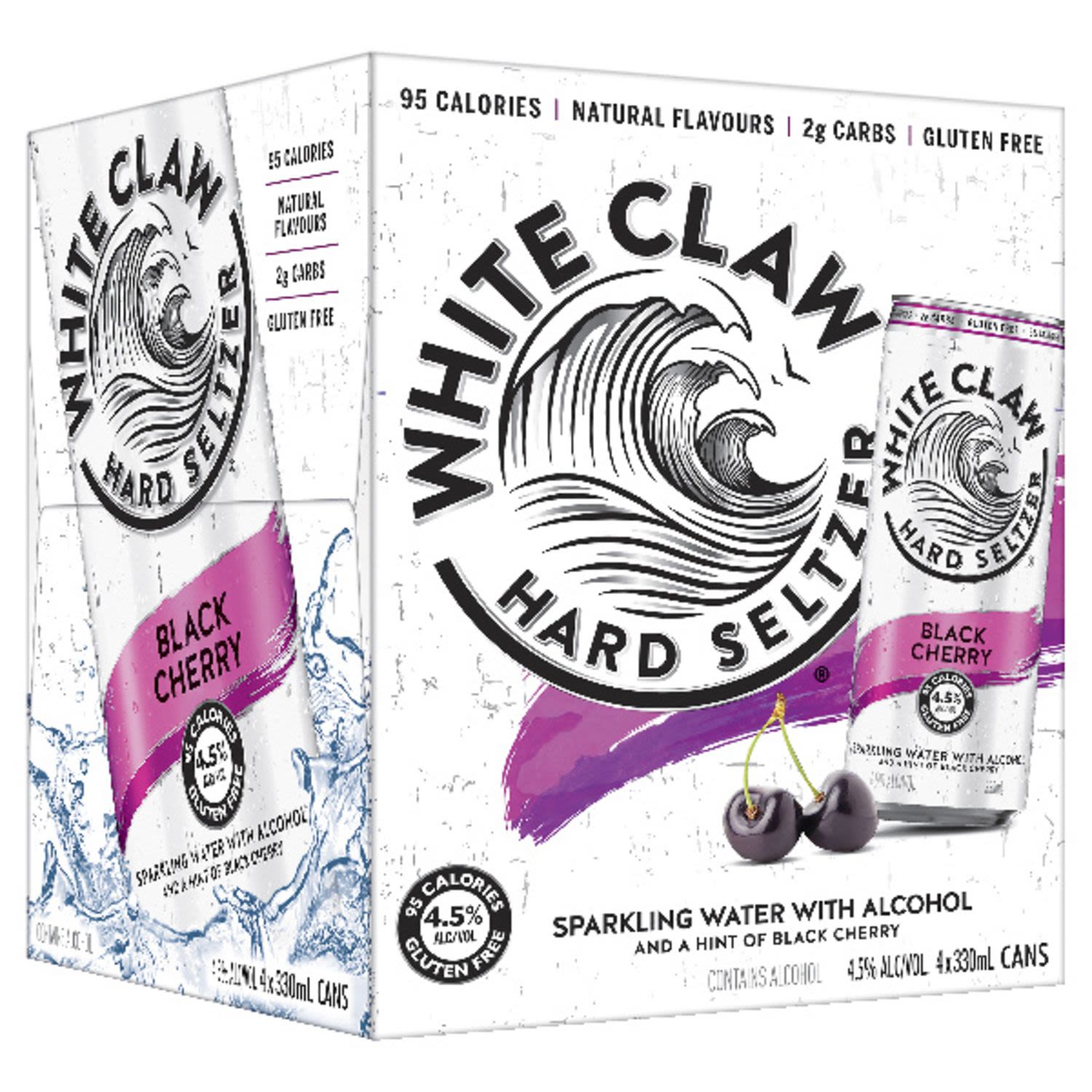 White Claw Hard Seltzer Black Cherry Can 330mL 4 Pack