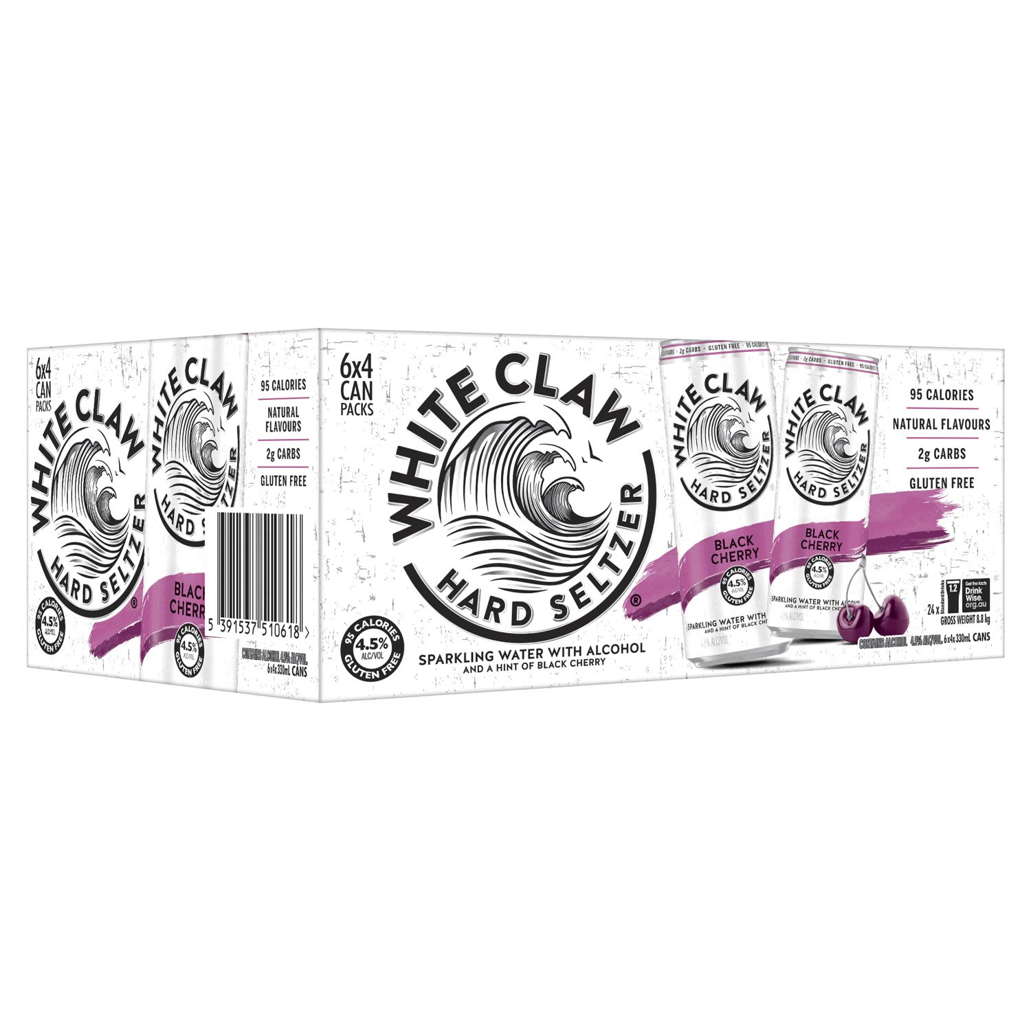 White Claw Hard Seltzer Black Cherry Can Case 330mL 24 Pack