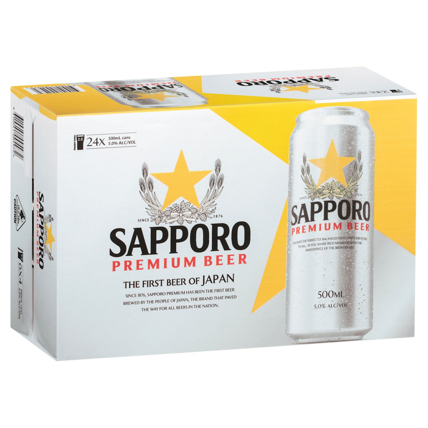 Sapporo Premium Beer Can 500mL 24 Pack