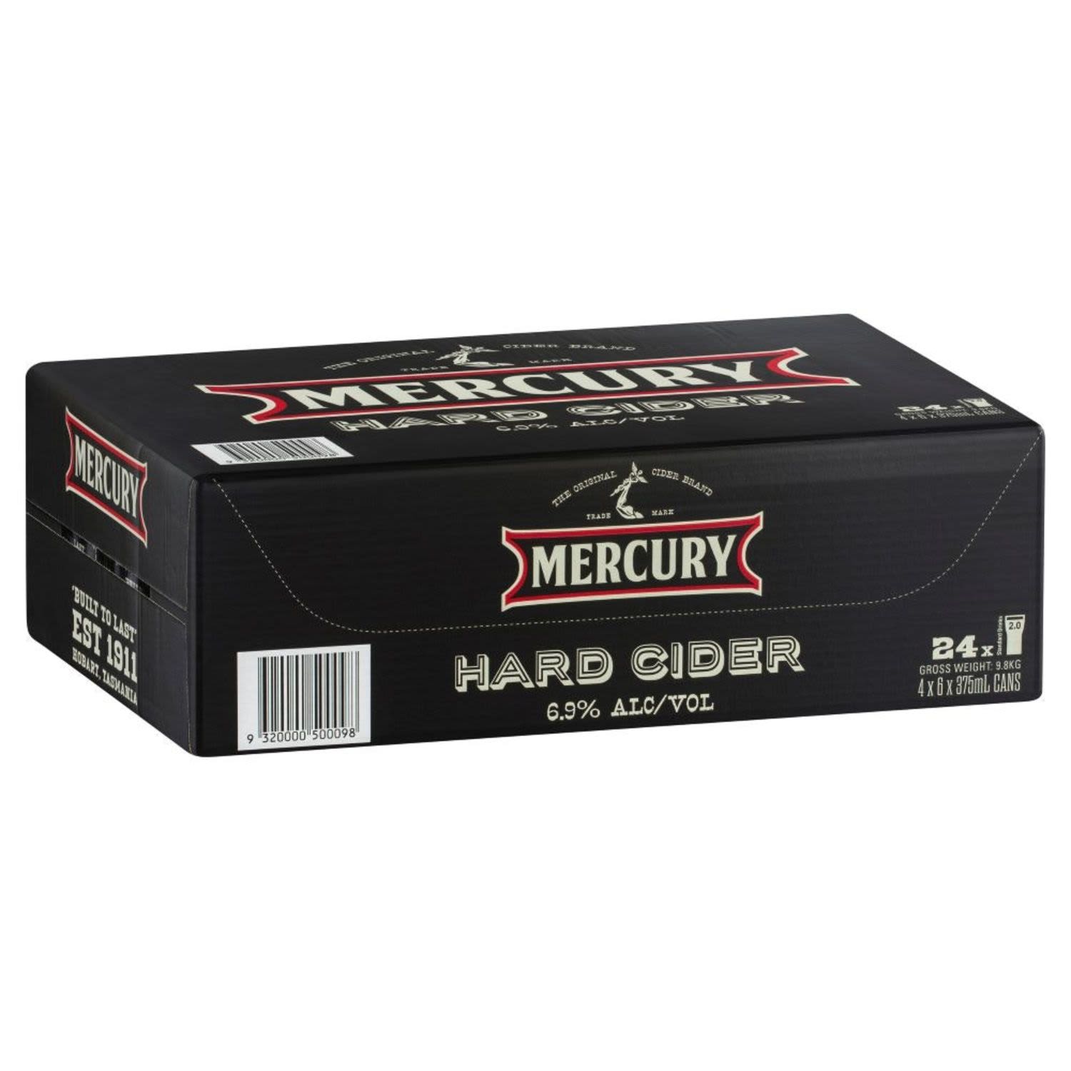 Mercury Hard Cider is inspired by traditional hard ciders. The higher alcohol gives a richer, fuller flavoured taste while still retaining a smooth, crisp finish.<br /> <br />Alcohol Volume: 6.90%<br /><br />Pack Format: 24 Pack<br /><br />Standard Drinks: 2</br /><br />Pack Type: Can<br /><br />Country of Origin: Australia<br />