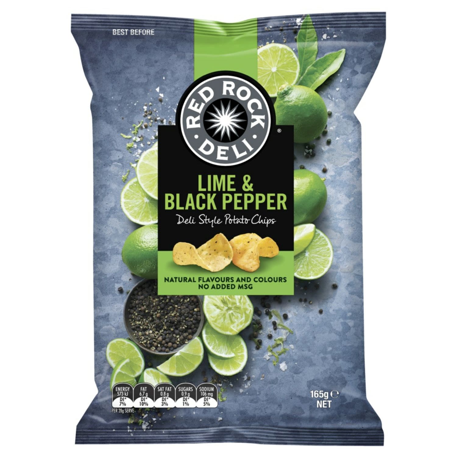 Red Rock Deli Lime & Black Pepper Potato Chips 165g