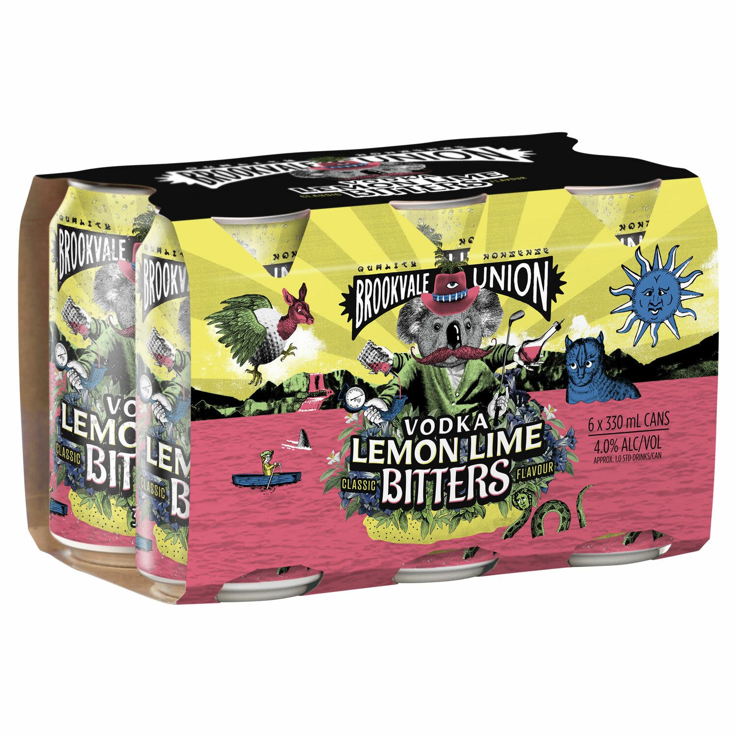 Brookvale Union Vodka Lemon Lime & Bitters Can 330mL 6 Pack - Storefront EN