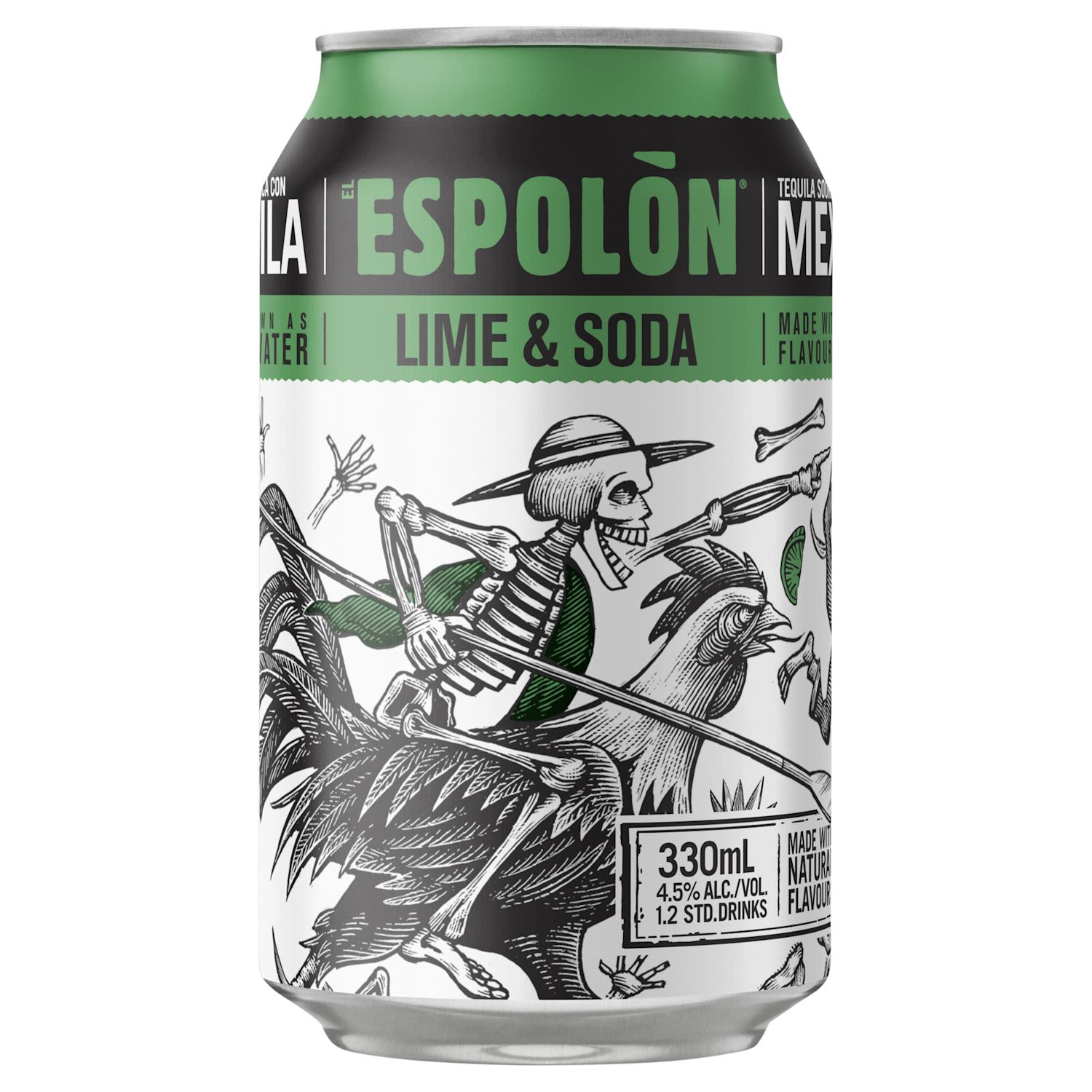 Espolon Tequila Lime & Soda Can 330mL 4 Pack