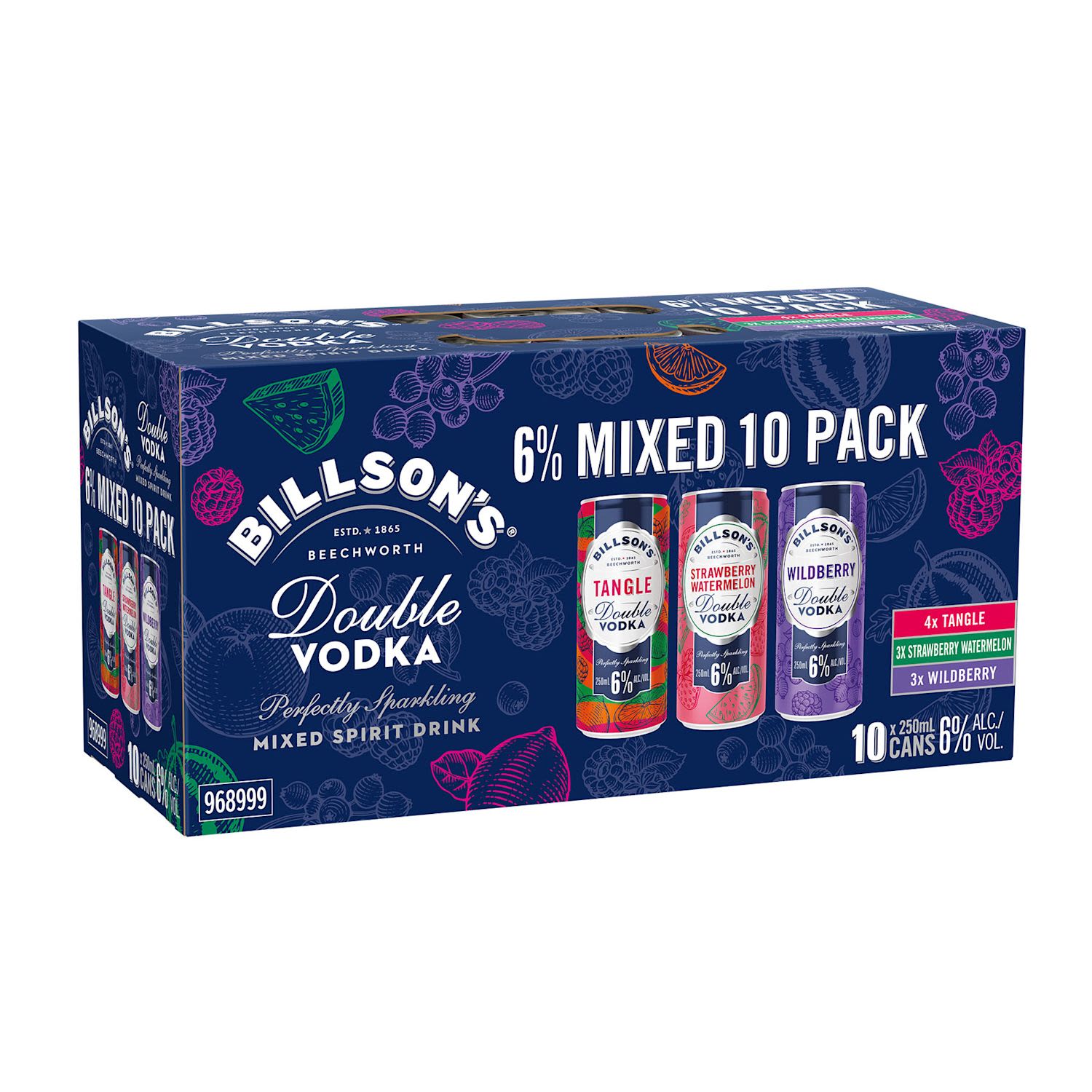 Billson's Double Vodka Mixed 250mL Can 10 Pack